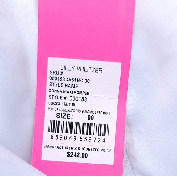 Lilly Pulitzer Donna Maxi Romper Succulent Blue Pop Up Coronado Crab Size 00 - Picture 7 of 10